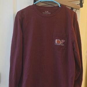 Vineyard Vines Burgundy Football Pocket Tee Mens Medium